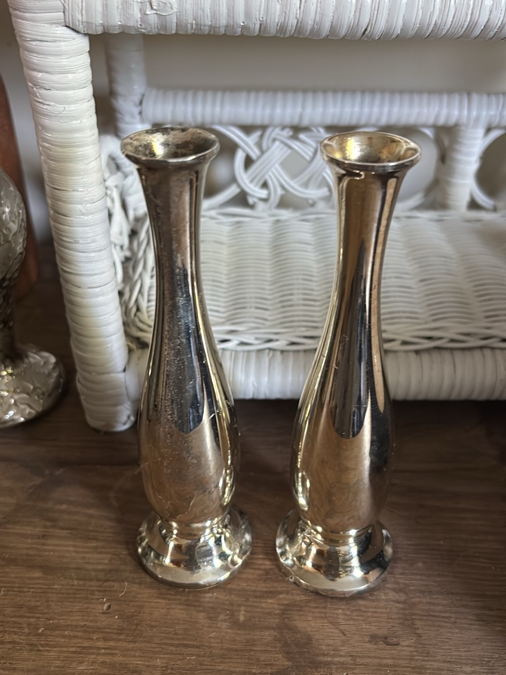 Silver plated bud vases